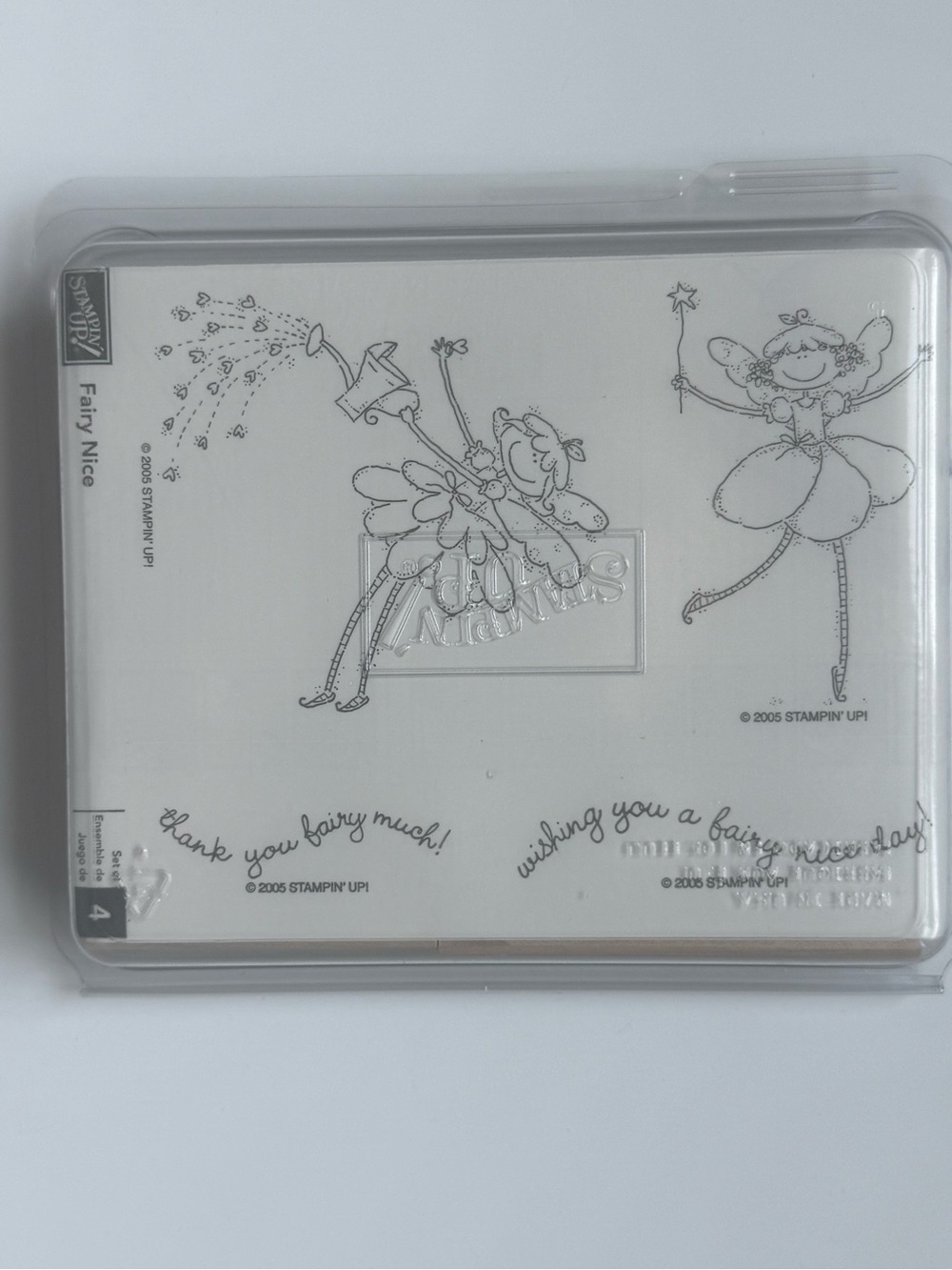 Stampin' Up! "Fairy Nice" SET OF 4 Wood Mount Stamp w/Fairy Sentiments 2005